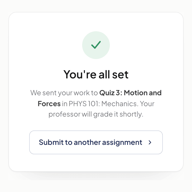 The You're all set confirmation